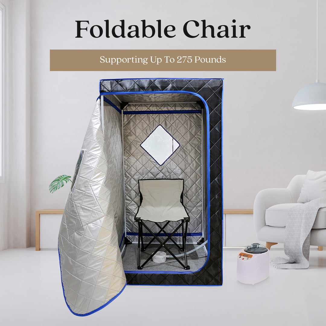 JOMEED 31"x31" Quilted Zip Sauna with Chair for Home Relaxation, Black (Used) - VMInnovations