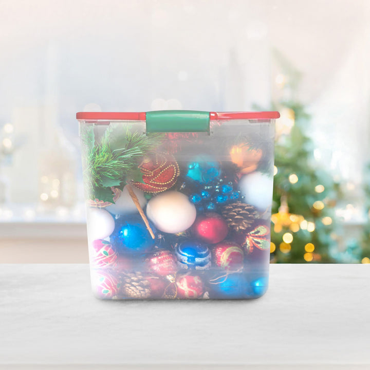 HOMZ 31 Qt Holiday Plastic Container w/ Latching Handles (4 Pack) (Open Box) - VMInnovations