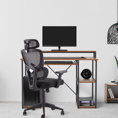 JOMEED Computer Desk with Monitor Shelf for At-Home Office Space, Brown/Black - VMInnovations