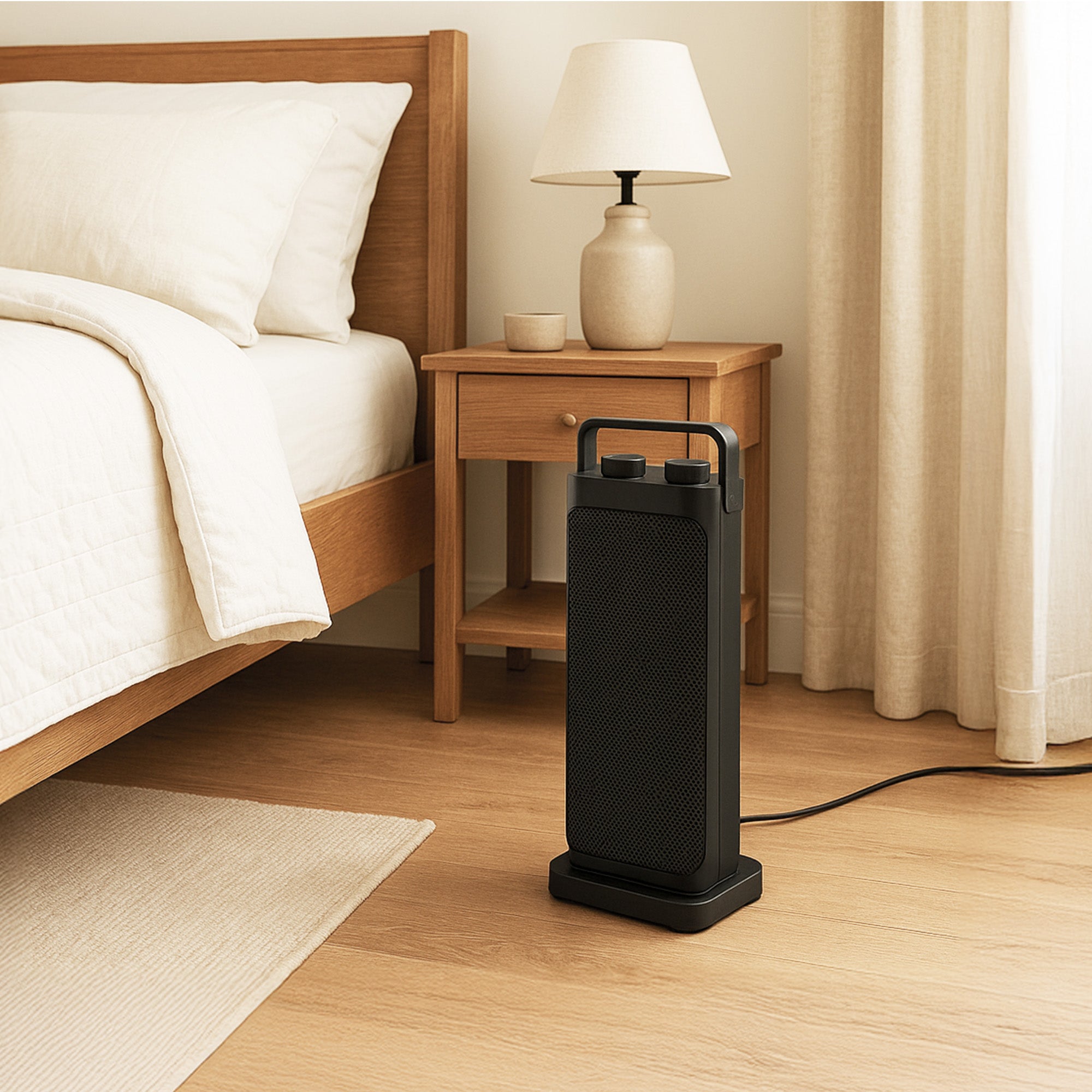 Warm-Living 16" Oscillating Ceramic Space Heater with 3 Heat Settings, Black - VMInnovations