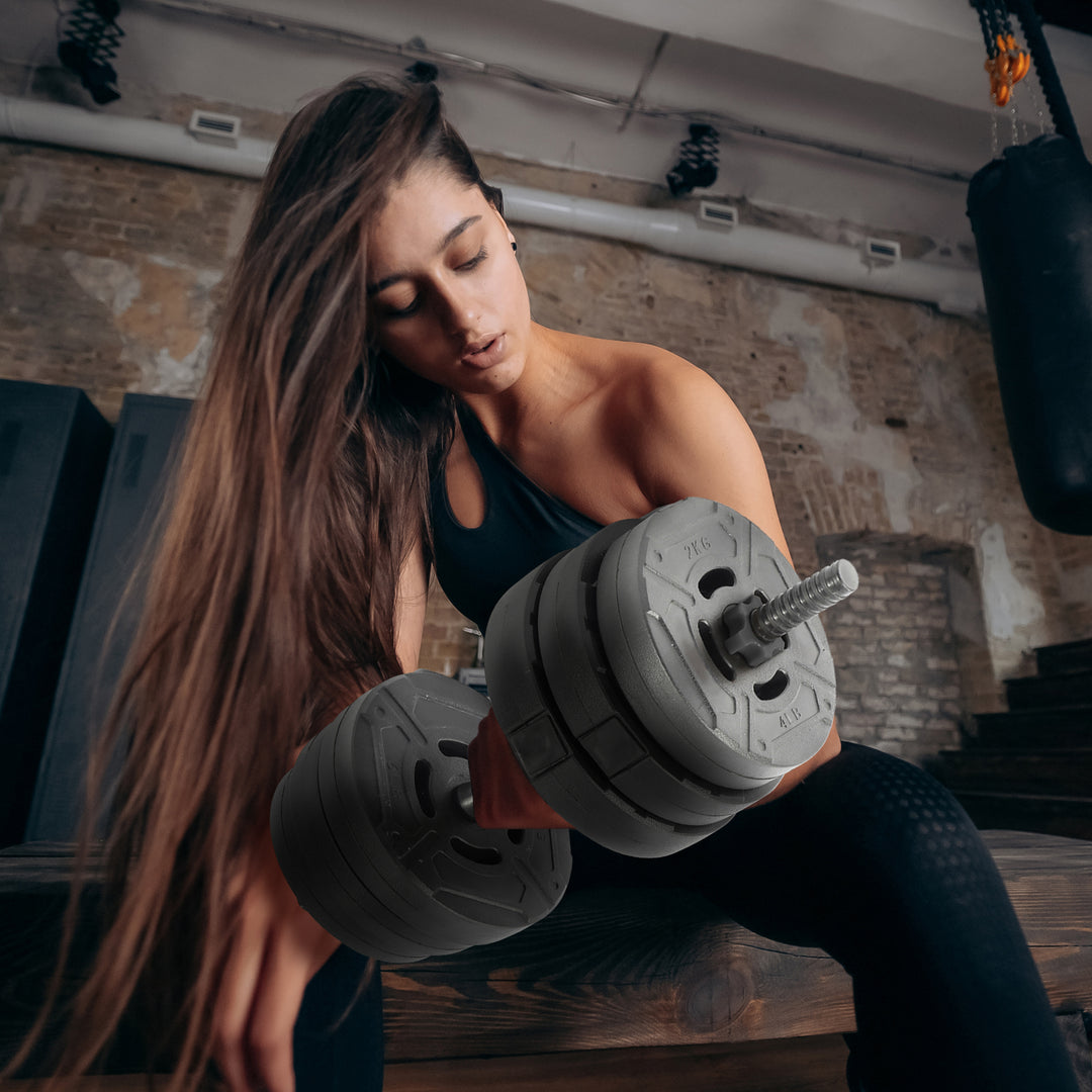 Fitvids 2 in 1 Adjustable Dumbbell Set, 60lbs Free Weights Set with Connector - VMInnovations