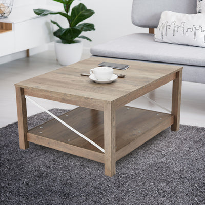 JOMEED 31.5" Coffee Table Modern Farmhouse Living Room Furniture,Beige(Open Box)