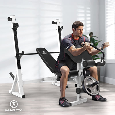 Marcy Weight Bench, Home Gym Exercise Equipment Workout Machine, White(Open Box) - VMInnovations