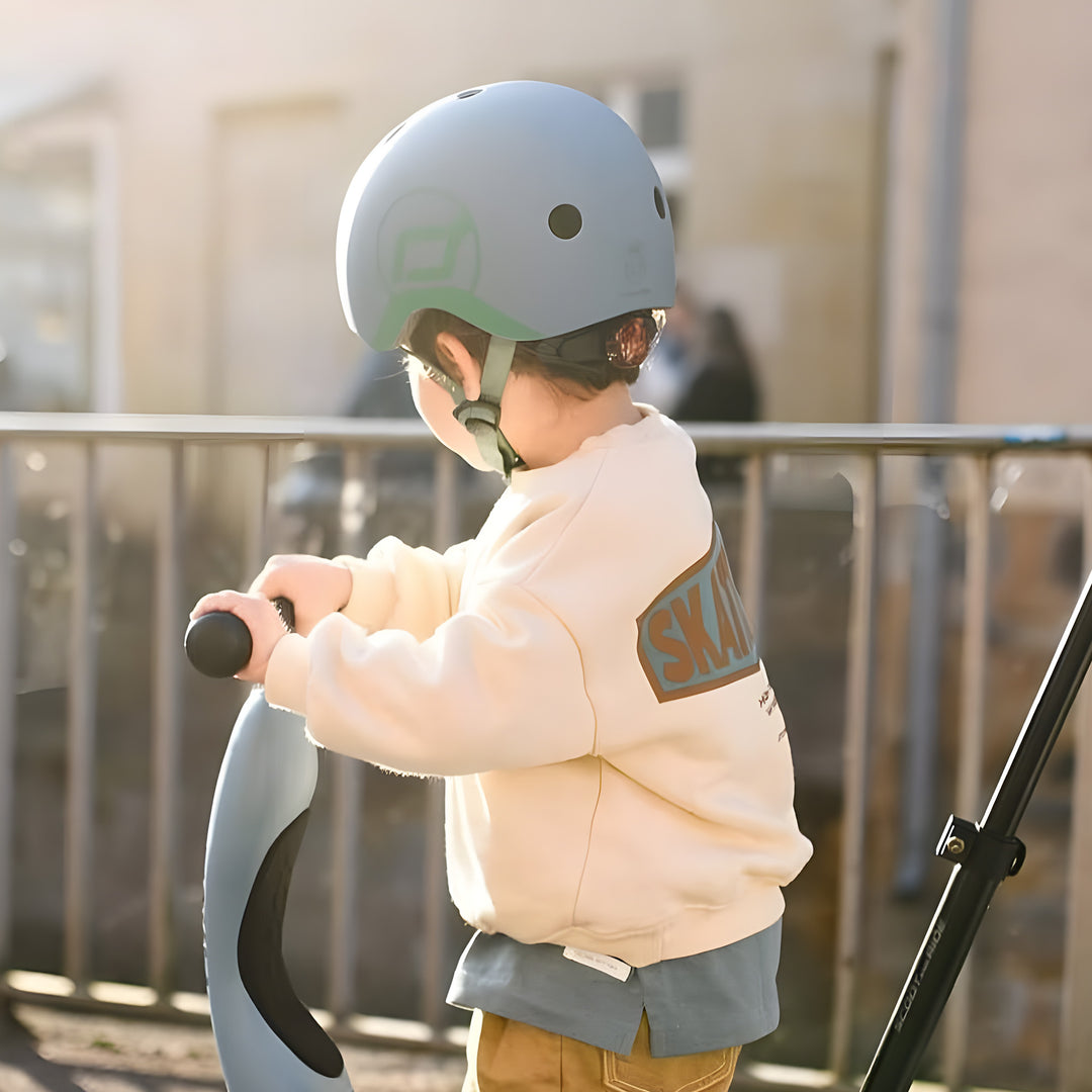 Scoot & Ride Toddler Kids Bike and Scooter Helmet with LED Light, XXS, Steel