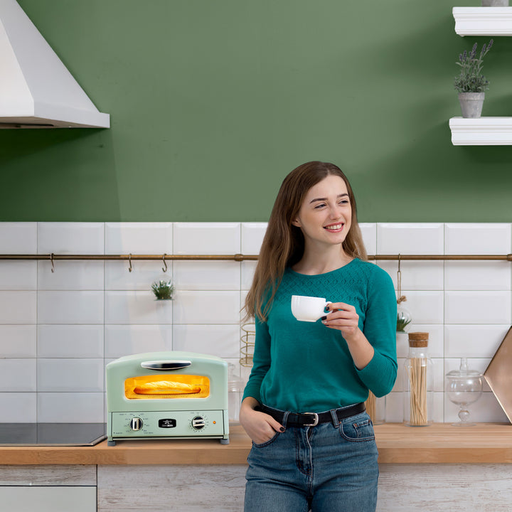 HeatMate Countertop Toaster Oven w/Graphite Technology & Accessories, Olive - VMInnovations