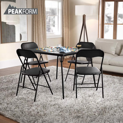 Plastic Development Group 34 Inch Card Table and 4 Chair Furniture Set, Black