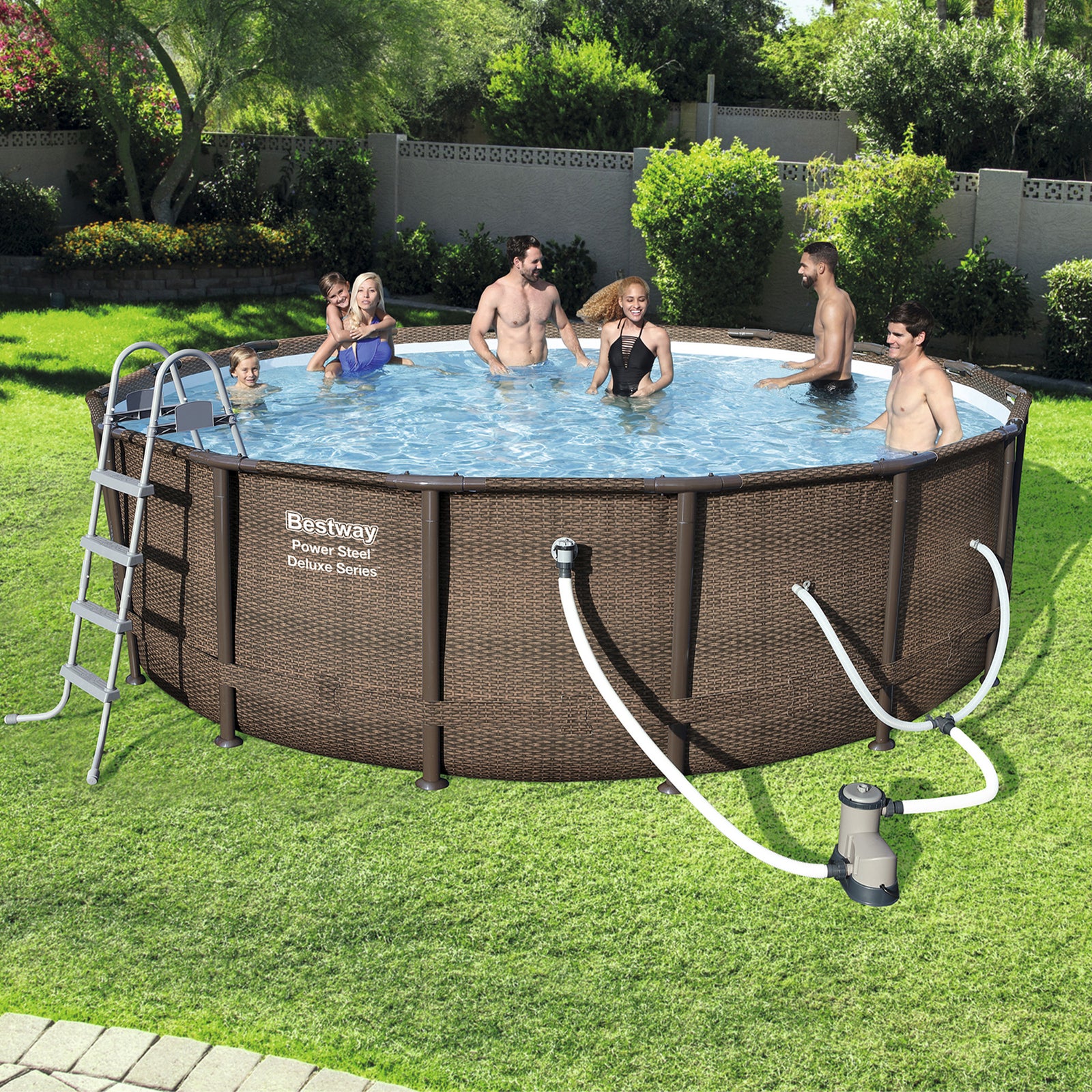 Bestway 14ft x 42in Power Steel Deluxe Above Ground Pool Set and Pump (Open Box) - VMInnovations