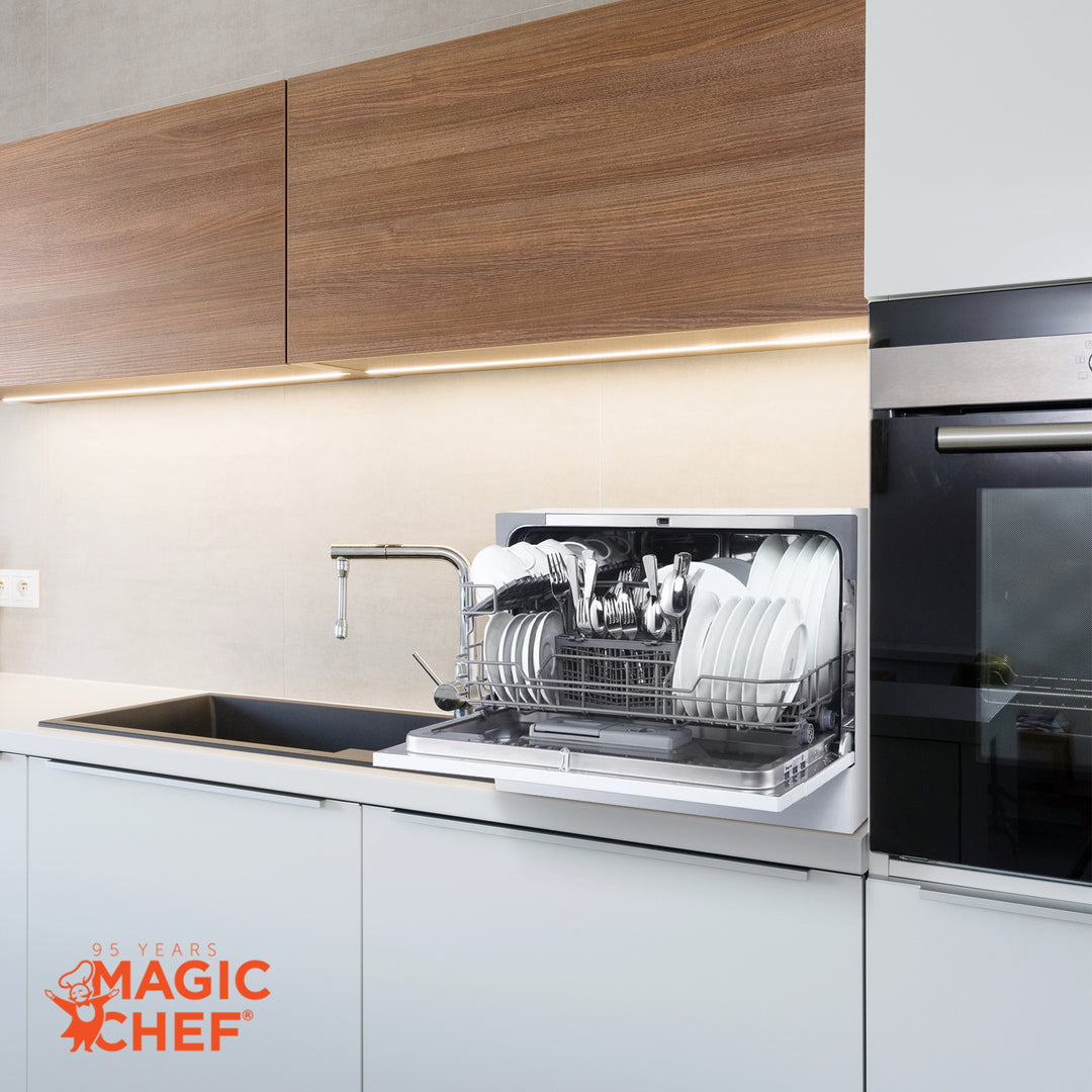 Magic Chef MCSCD6W5 Energy Star 6 Plate Kitchen Countertop Dishwasher, White - VMInnovations