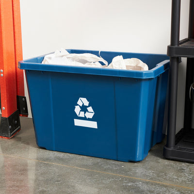 Gracious Living Medium Curbside Blue Box 17 Gallon Home Recycling Bin (Open Box)