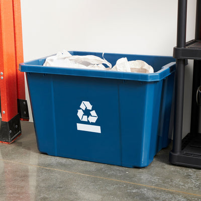 Gracious Living Medium Sized Plastic 17 Gallon Home Recycling Bin, Blue (Used) - VMInnovations