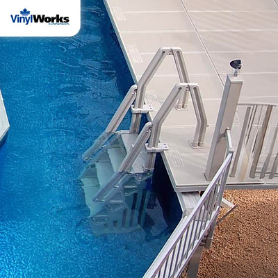 Vinyl Works Deluxe 32" In Step 46 - 60" Above Ground Pool Ladder, Tan (2 Pack) - VMInnovations
