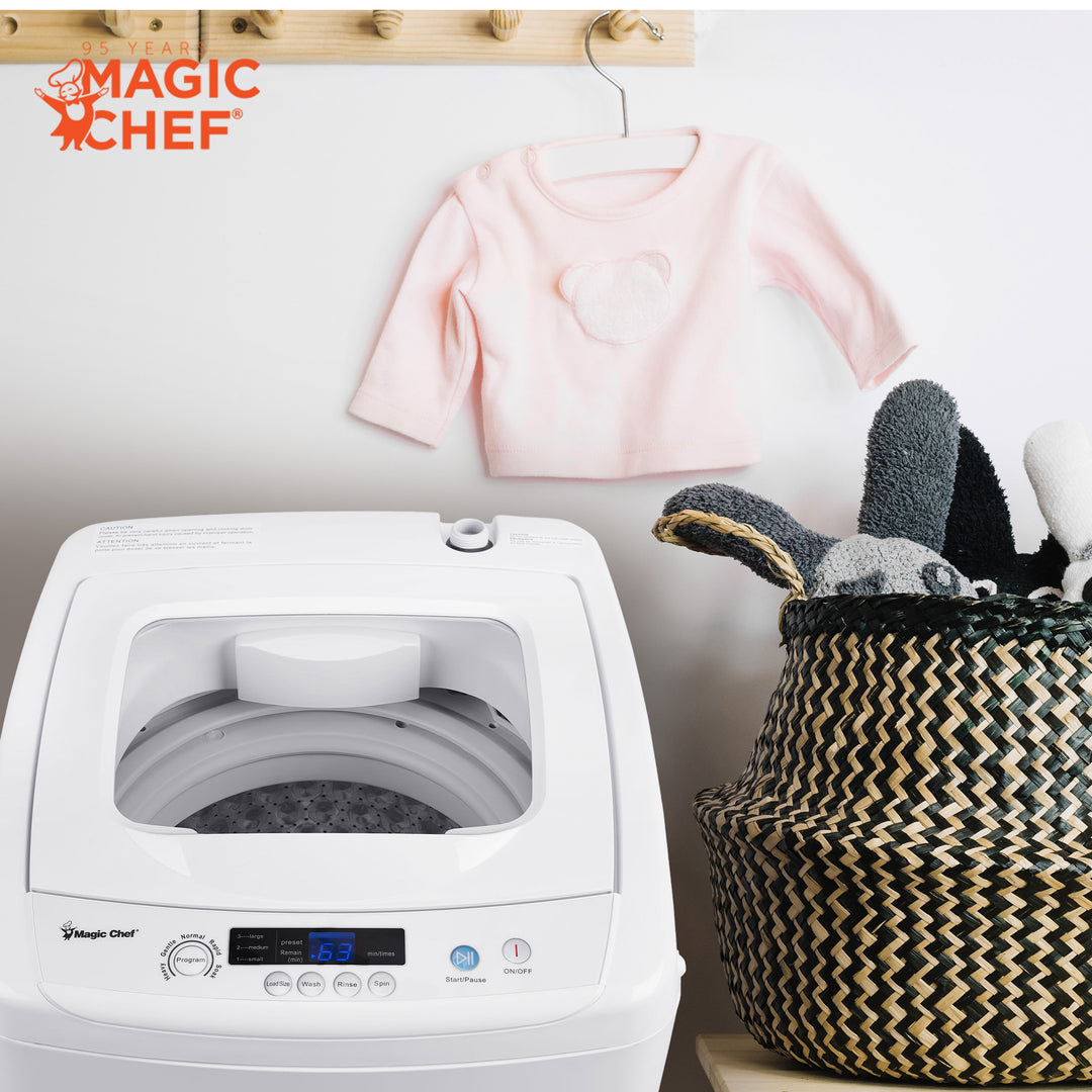 Magic Chef Compact Portable Top Load Washer with Space Saving Design, White - VMInnovations