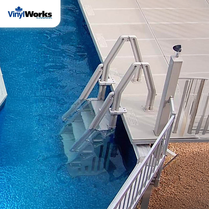 Vinyl Works IN Deluxe 32 Inch Adjustable In Step Above Ground Pool Ladder, Taupe