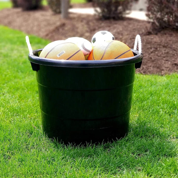 Homz Plastic 17 Gal Utility Storage Bucket Tub w/ Rope Handle, 2 Pack (Open Box)