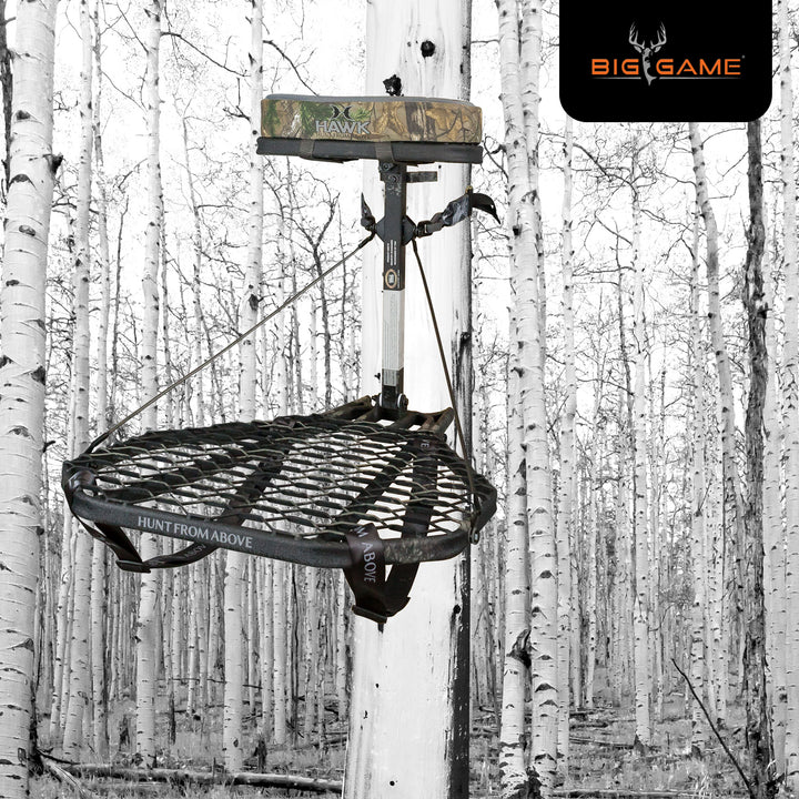 Hawk Mega Combat Hang On Tree Stand, Deer Stand with XL Saddle Hunting Platform - VMInnovations