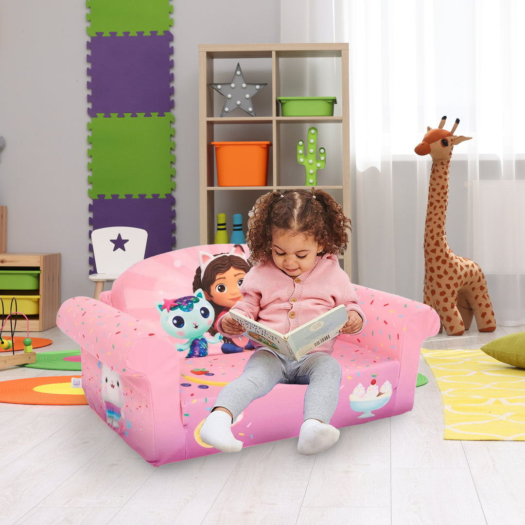 Marshmallow Furniture 2 Pack 2-in-1 Flip Open Foam Sofa Bed, Gabby's Dollhouse