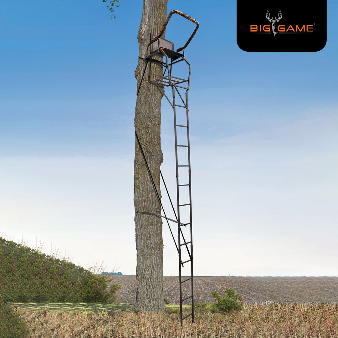 Big Game XL 17.5' Ladder Treestand with Flip-Back Seat and Rail, Black(Used)