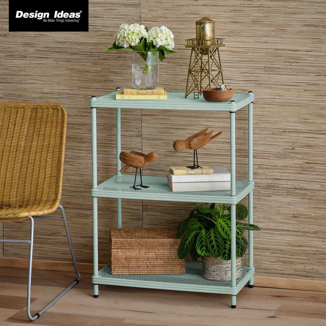 Design Ideas MeshWorks 3 Tier Full-Size Metal Storage Shelving Unit Rack, Green - VMInnovations