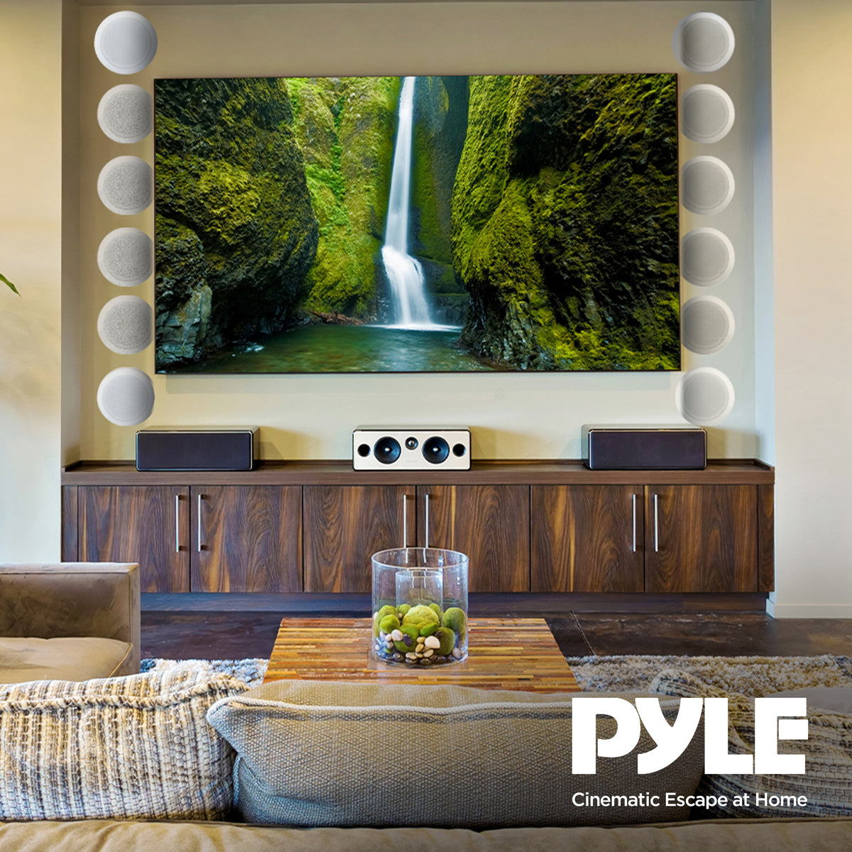 Pyle 8" 500W 2 Way In Wall/Ceiling Home Speakers System Audio Stereo, 12 Pack