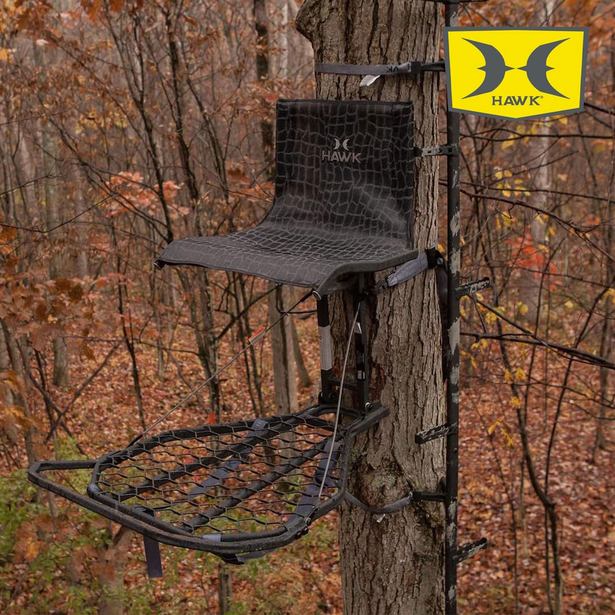Hawk Kickback LVL Steel Hang-On Tree Stand w/ Leg Extension Footrest (Used) - VMInnovations