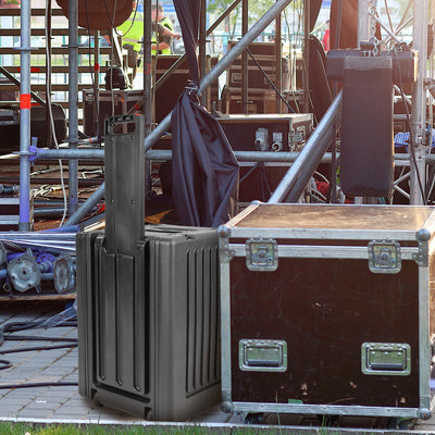 SKB 8U rSeries Shallow Rolling Rack with Integrated Back Wheels and Pull Handle - VMInnovations