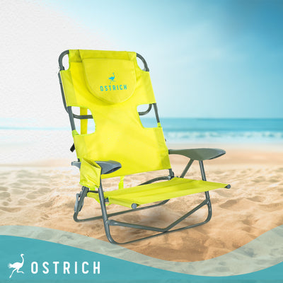 Ostrich On-Your-Back Lounge 5 Position Reclining Beach Chair, Green (Used) - VMInnovations