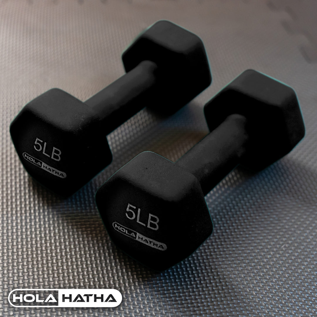 HolaHatha 3, 5, & 8lb Dumbbell Hand Weight Set w/Storage Rack, Multi (For Parts)