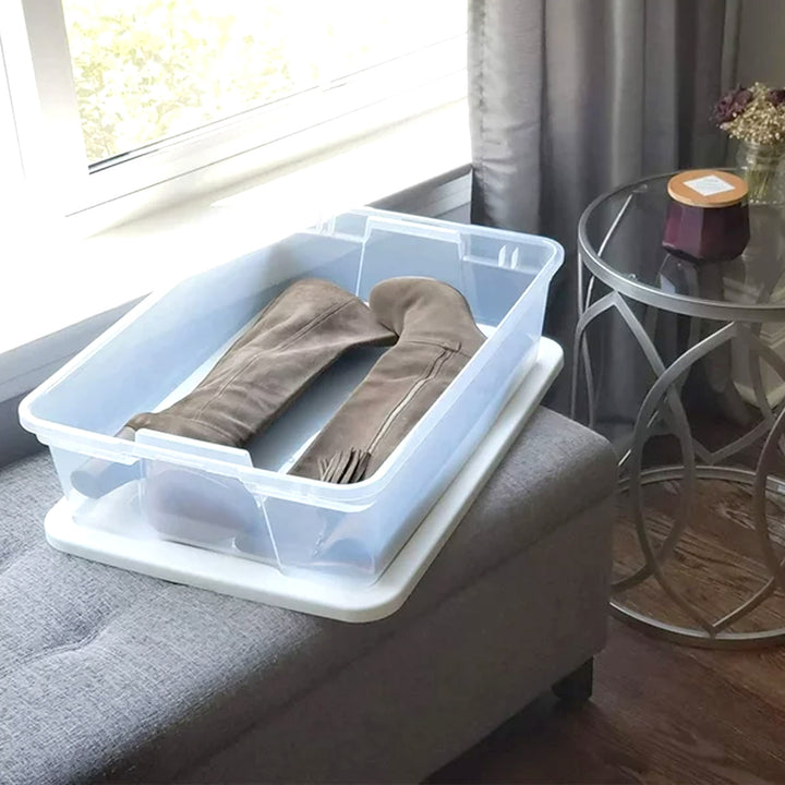 Homz 28 Qt Snaplock Clear Plastic Storage Container Bin with Secure Lid (4 Pack)