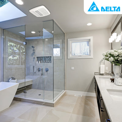 Delta Electronics 80 CFM Bath Fan LED Dimmable Light with Heater (Open Box) - VMInnovations