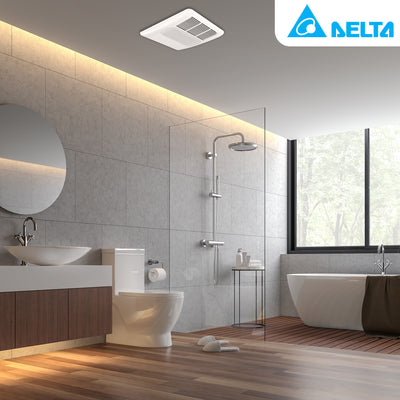 Delta Breez Radiance Exhaust Bath Fan 80 CFM with Built-In Light & Heater, White