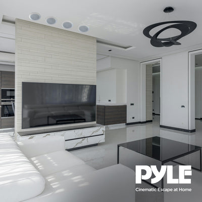 4) Pyle PDIC51RD 5.25 Inch 150W Round White In-Ceiling Wall Flush Speakers Four - VMInnovations