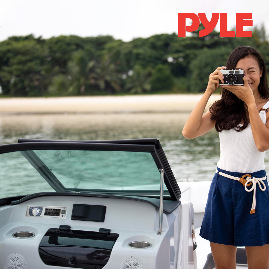 Pyle PLMRKT36WT 5.25 Inch Bluetooth Marine Stereo Receiver & Speaker Kit, White - VMInnovations