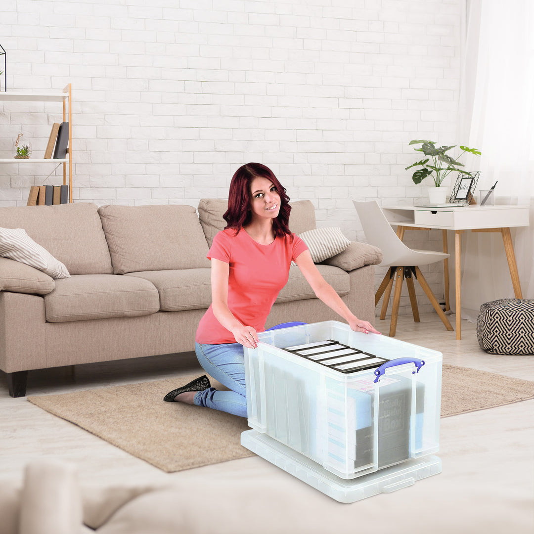 Really Useful Box 84L Storage Container w/Snap Lid & Clip Lock, Clear (Open Box) - VMInnovations