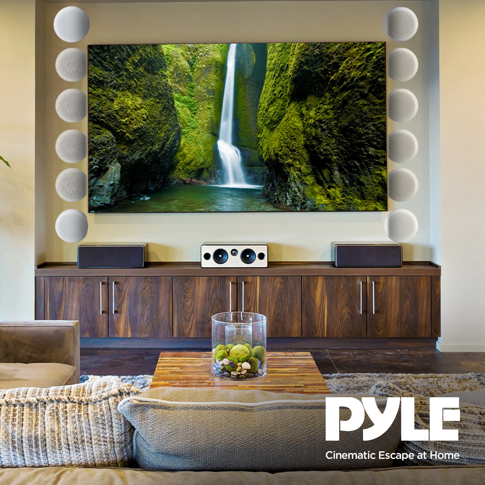 Pyle 8" 500W 2 Way In Wall/Ceiling Home Speakers System Audio Stereo, 12 Pack