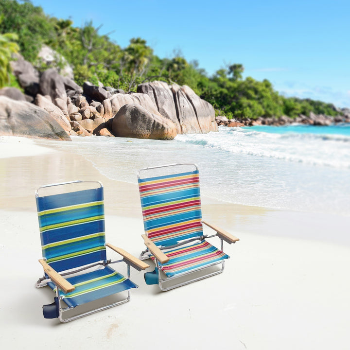 RIO Brands 5 Position Polyester Folding Beach Lounge Chair (4pk) (Used) - VMInnovations