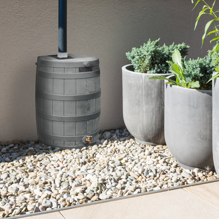 Good Ideas RW50 Rain Wizard 50 Gallon Plastic Rain Barrel Water Collector, Gray