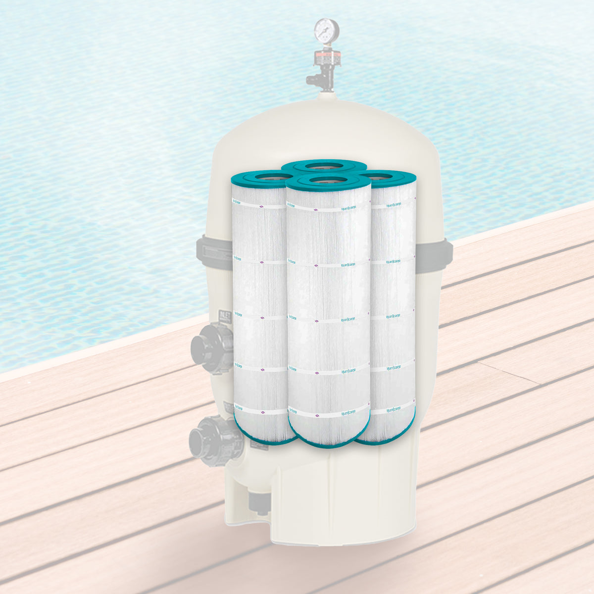 Hurricane HF8419-01 Advanced Swimming Pool Filter Cartridge Replacement, White