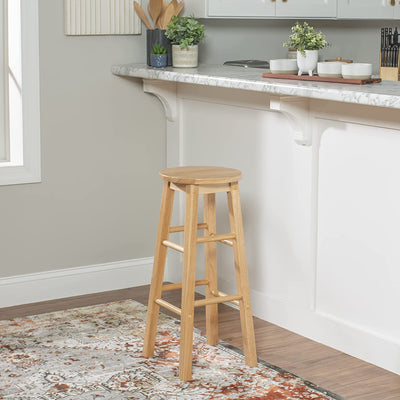 Classic Round-Seat 29" Tall Kitchen Bar Stools, Natural, Set of 2 (Used)