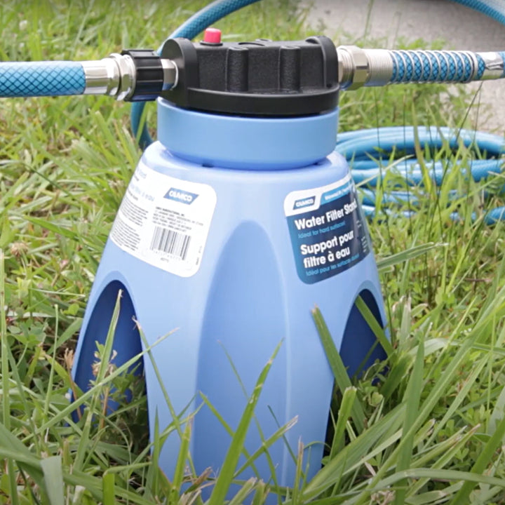Camco Universal Fit Weatherproof Water Filter Stand with Stake Holes (Open Box)