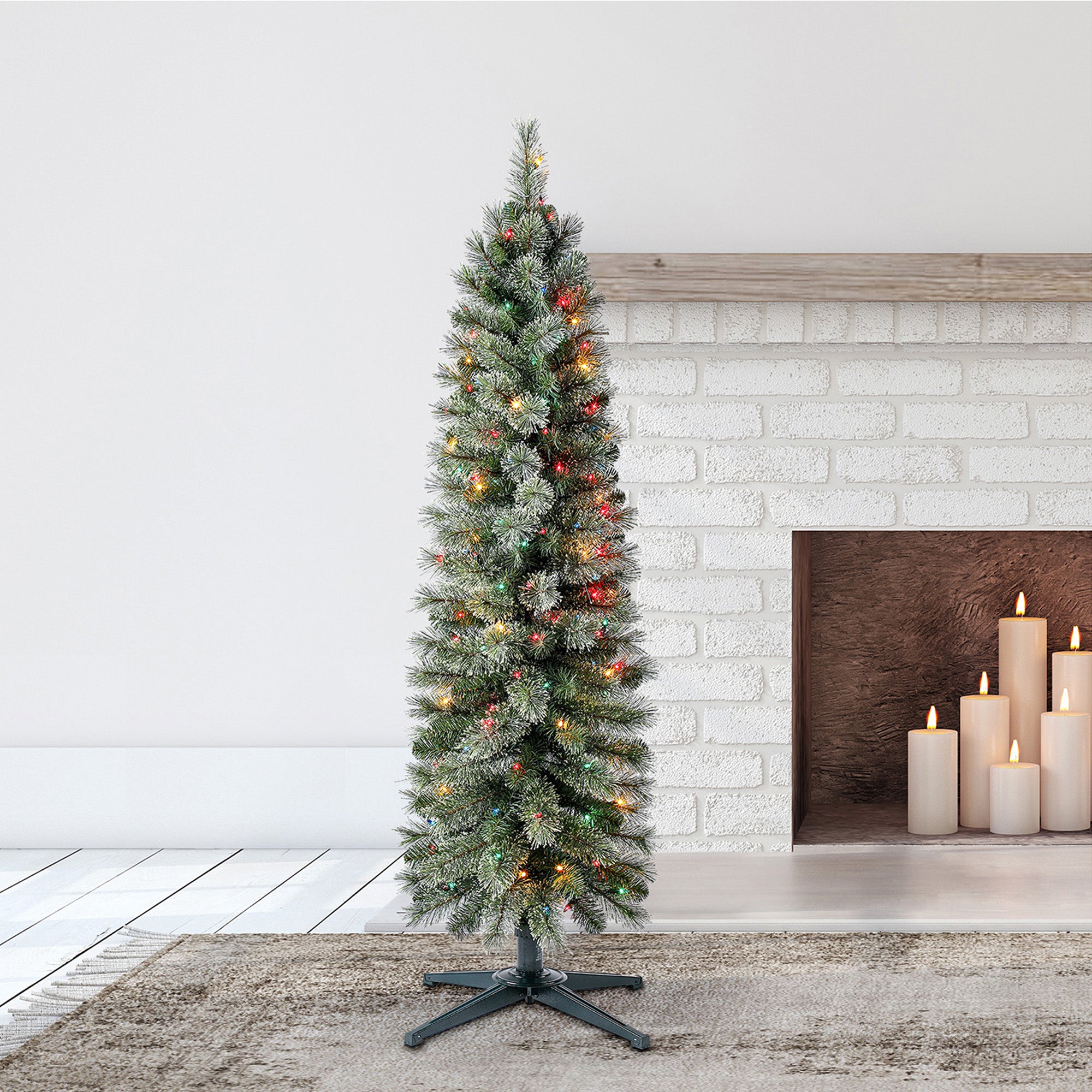 Home Heritage Stanley 5' Pine Artificial Christmas Tree, PreLit 150 Color Lights - VMInnovations