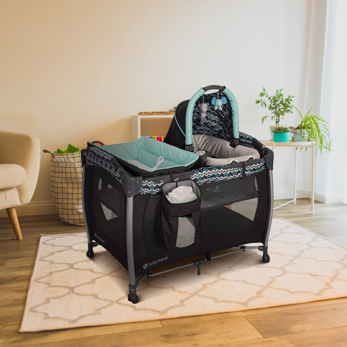 Baby Trend Resort Elite Spacious Portable Infant Play Nursery Center, Laguna - VMInnovations