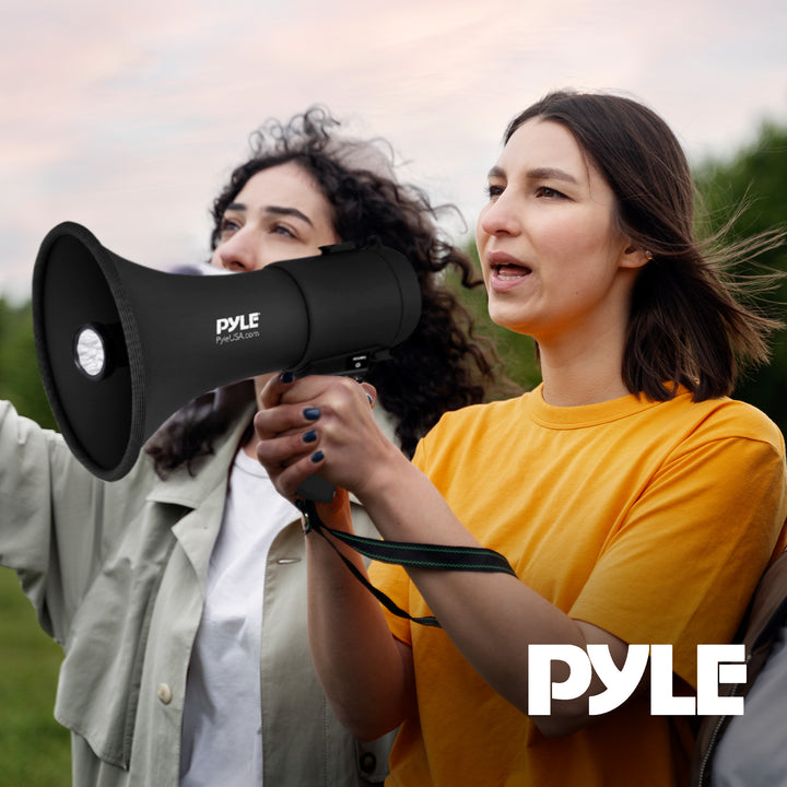 Pyle PA Megaphone Speaker with Built-in Rechargeable Battery, Black (Open Box)