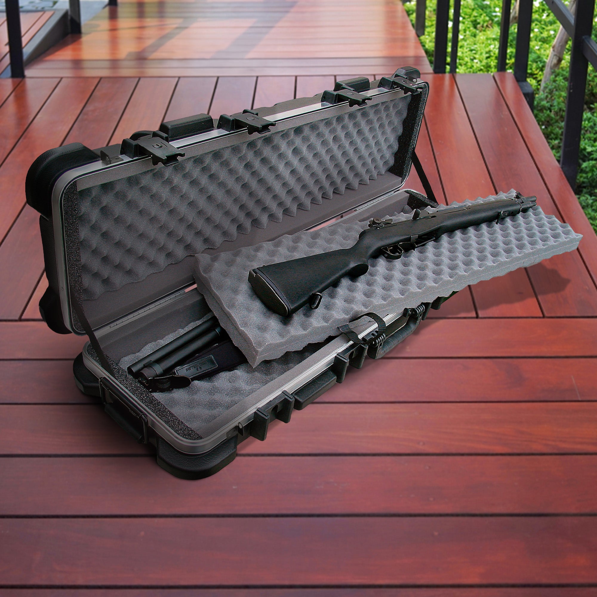 SKB Cases 4009 Hard Exterior Waterproof Short Double Rifle Transport Case, Black - VMInnovations