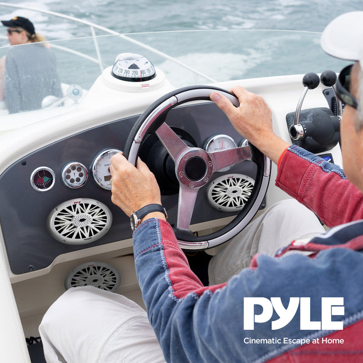 Pyle 260 Watts 4 Ohms Water Resistant 2 Way Boat Marine Speakers, White, 4 Pack - VMInnovations