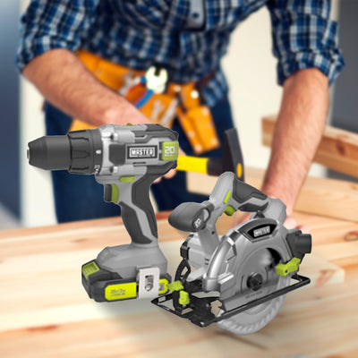 Master Mechanic Cordless 2 Power Tool Combo Drill Saw Kit for Home Improvement - VMInnovations