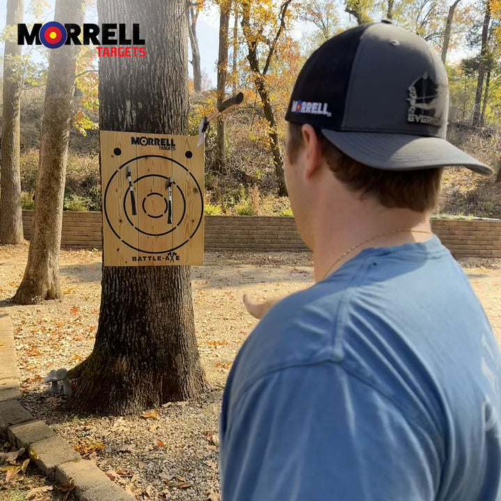 Morrell Targets Battle Axe Single Wood Throwing Hatchet Target Board, Natural