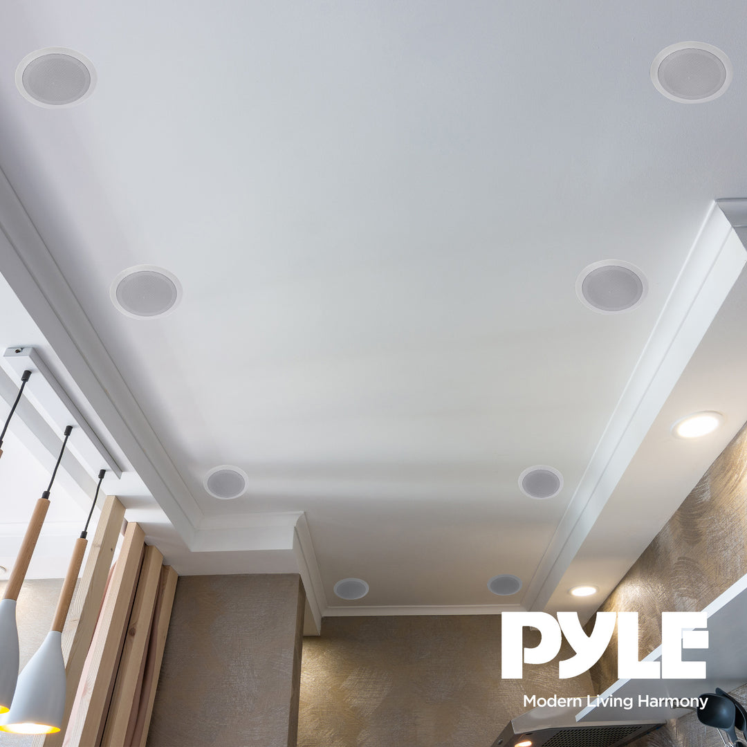 Pyle PDIC1661RD 6.5 Inch 200 Watt In Ceiling Wall 2 Way Speaker System (4 Pairs)