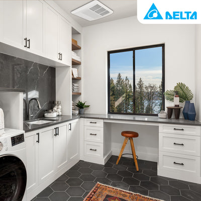 Delta Breez Exhaust Bath Fan 80 CFM w/Built-In Light & Heater, White (Used)