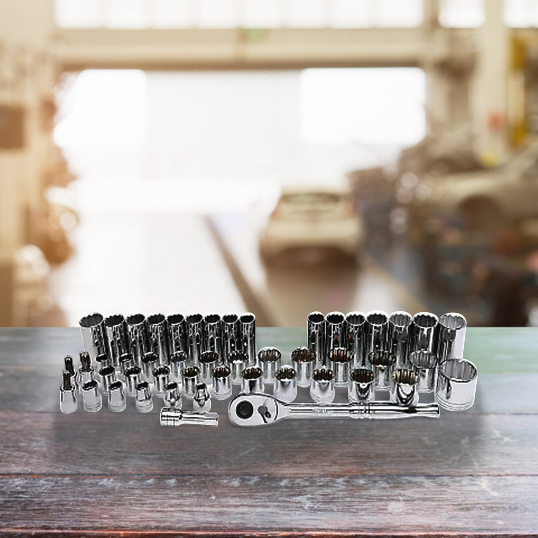Master Mechanic 48 Piece SAE/Metric Socket Tool Set, 1/2 Inch Drive Ratchet Kit - VMInnovations