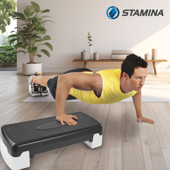 Stamina Adjustable Aerobic Step Multipurpose Home Gym Workout Equipment, Black - VMInnovations